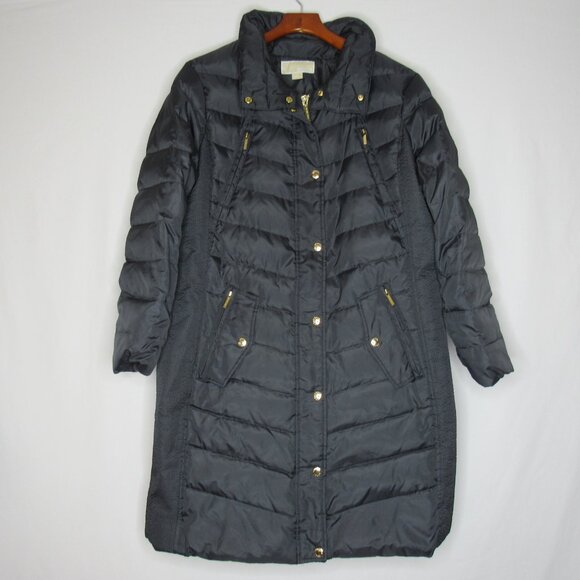 Michael Kors Dark Gray Long Goose Down Puffer Parka Winter Coat Women's Plus 0X - Picture 7 of 9